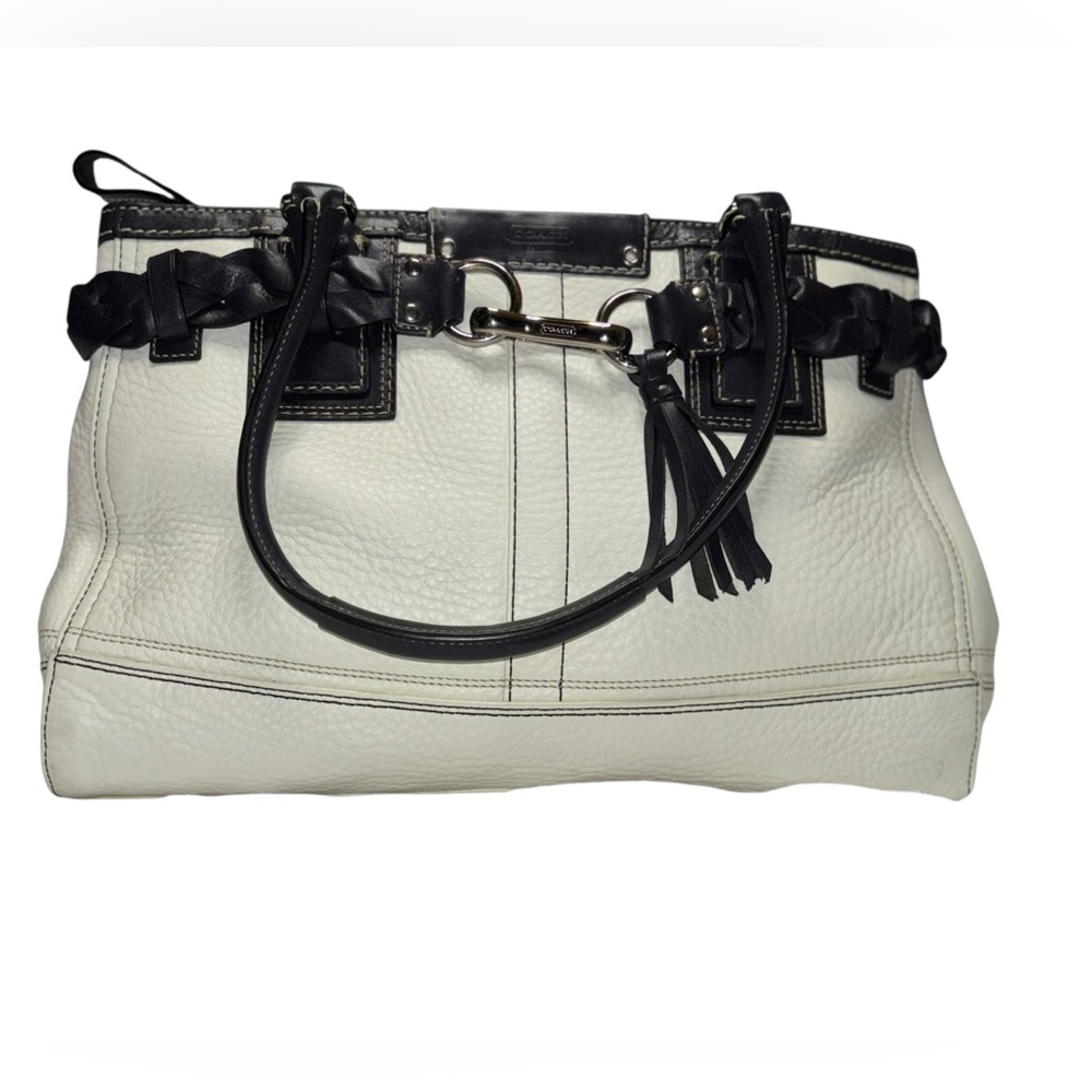 Coach Black and White Leather Purse